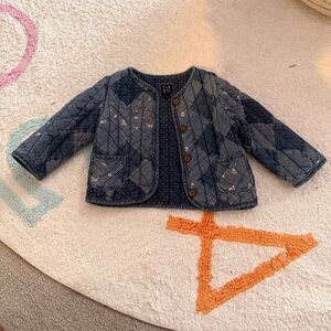 Gap Baby Quilted Jacket Cardigan Blue Patchwork